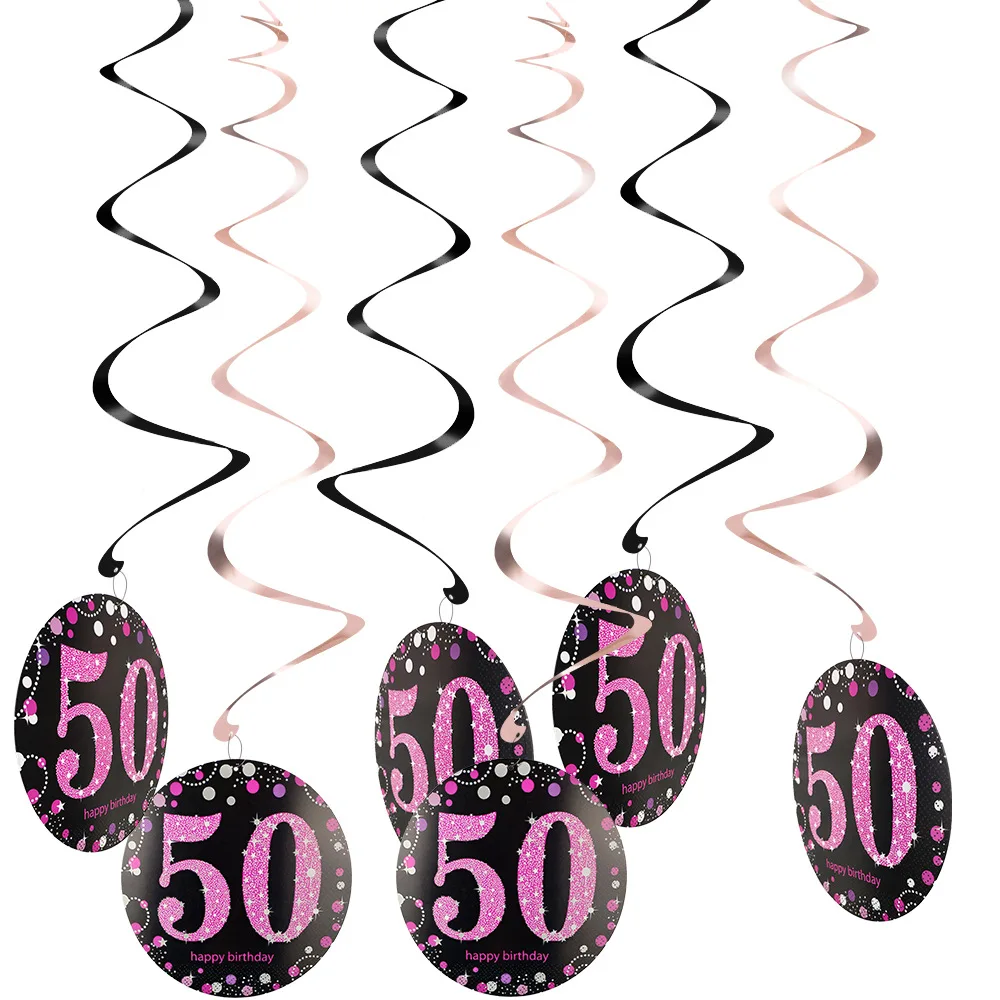 

Twins Party Happy Birthday Decoration 18 21 30 40 50 60 70 Years Hanging Swirls Spiral Ornament Adult Anniversary Party Supplies