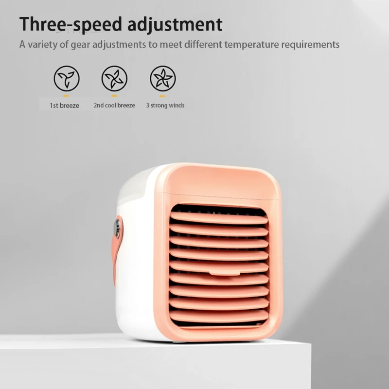 

L69D Desktop Air Cooler Desktop Cooling Fan 2000mAh Rechargeable 3 Speeds Personal USB Air Conditioner Fan for Home Office
