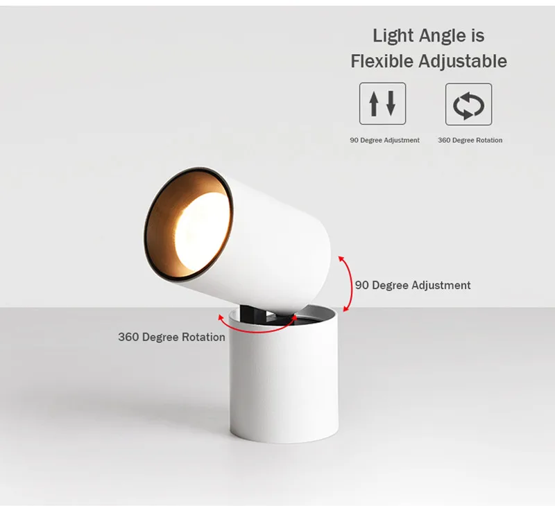 Черный/белый складной поверхностный монтируемый вниз светильник светодиодный с