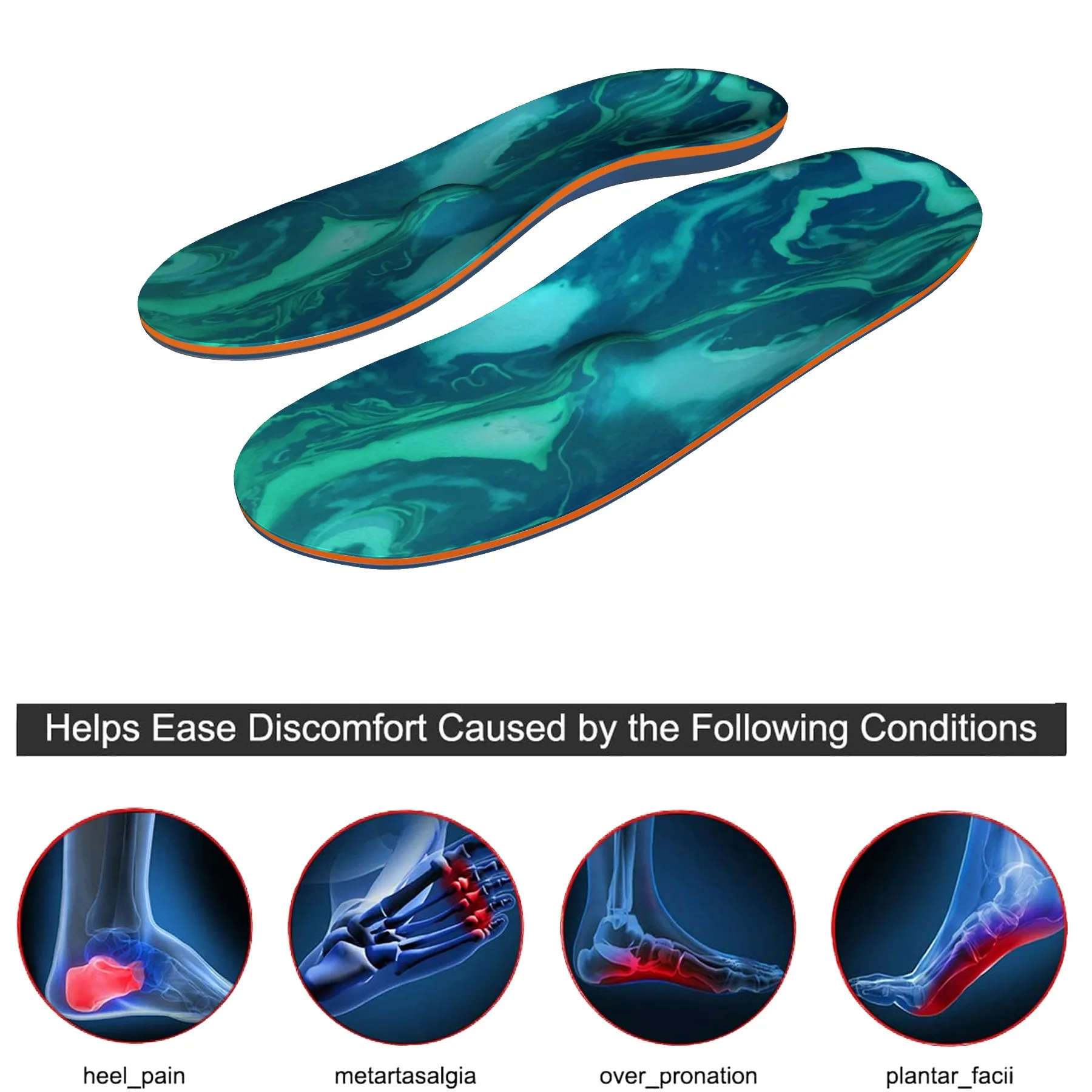 

Green Designed Orthotic EVA Comfort Insoles for Heel, Arch of Foot Ease Foot Pressure with Targeted Cushioning Inserted Insole