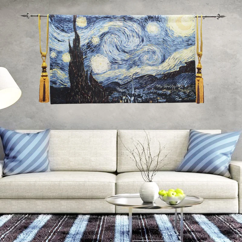 

100% Cotton The Starry Night Tapestry Wall Hanging Middle Ages Palace Decoration Home & Club Decor Blanket Good quality
