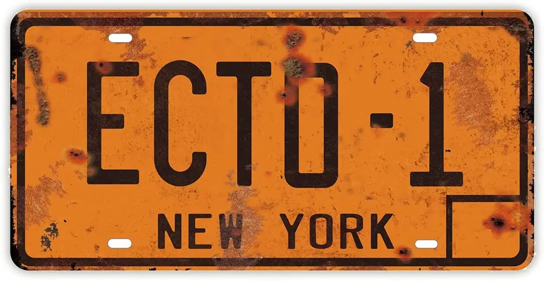 

Ghostbusters License Plate Memorabilia, Embossed Replica, Movie Prop Metal Stamped Vanity Number Tag, 12x6 inch (ECTO-1)
