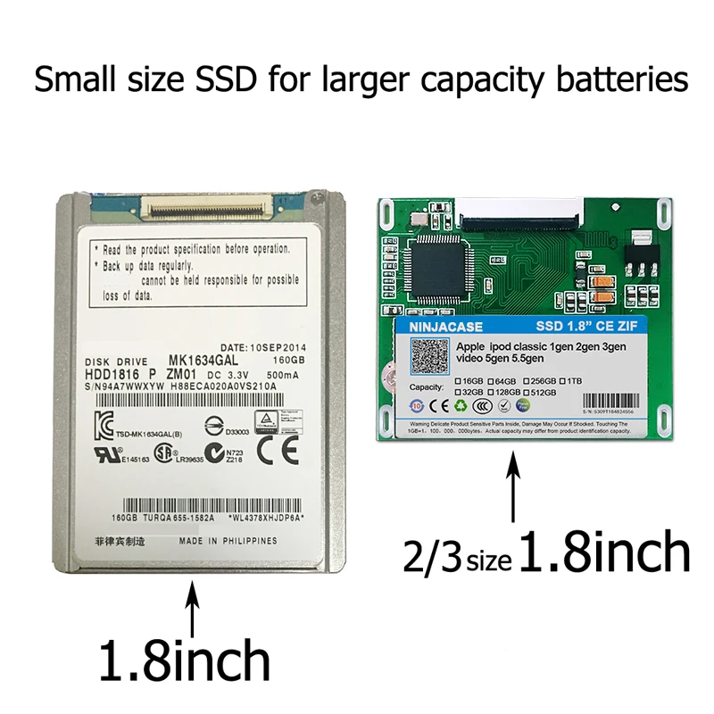 Новый твердотельный Накопитель SSD 512 ГБ для iPod Classic 7Gen 160 Гб замена MK1634GAL MK1231GAL HS12YHA