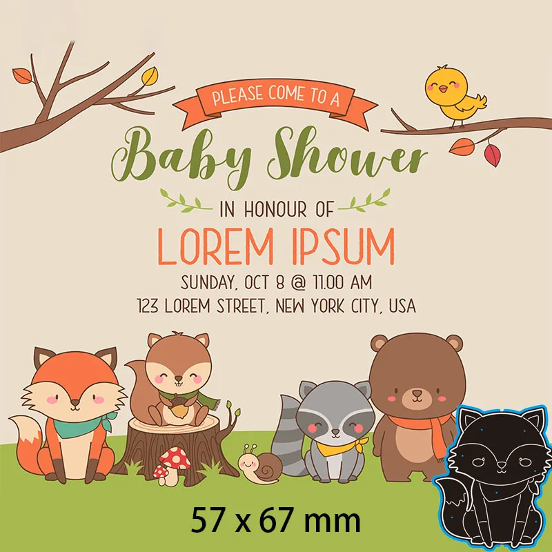 Режущие штампы для детского душа лиса Ежик Улитка и дерево металл DIY скрапбукинга