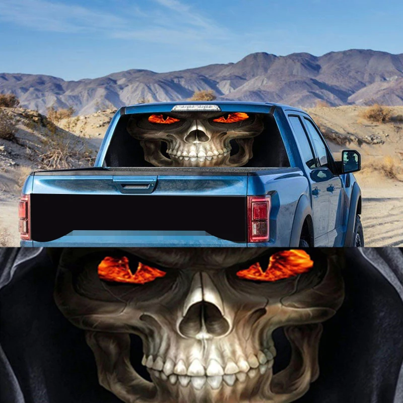 

Devil Skull for Truck Jeep Suv Pickup 3D Rear Windshield Decal Sticker Decor Rear Window Glass Poster 53.1 x 14.2 Inch