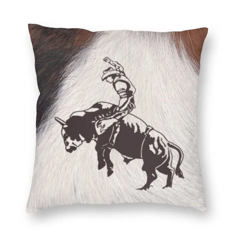 

Western Cowboy Rodeo Bull Riding Cowhide Cushion Cover Animal Texture Soft Modern Pillow Cases Decor Home