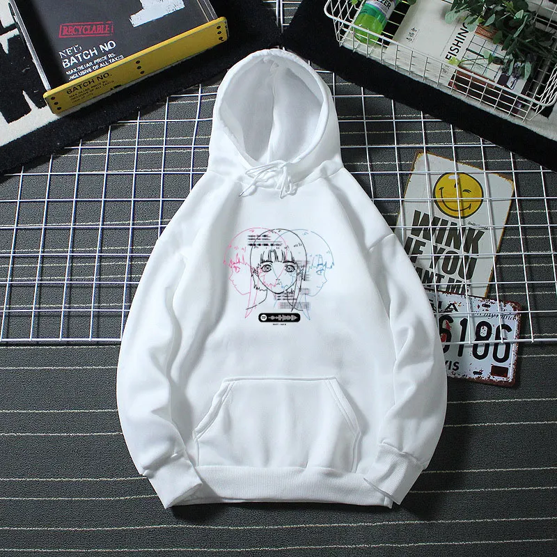 

ASCII Serial Experiments Lain Hoodies Female Glitch Iwakura Manga Weeb Girl Sci Fi Fashion Hoodie Women Oversized Punk Tracksuit