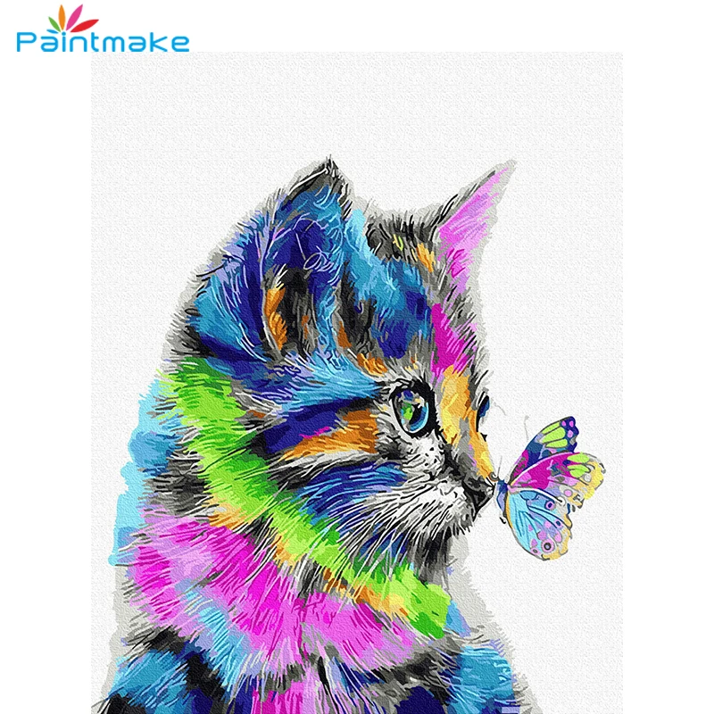 

Paintmake cartoon color animal DIY Paint By Numbers Cat oil Painting On Canvas cat For Home Room decor Wall Art gifts