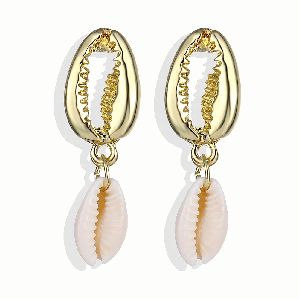Женские серьги в виде морских ракушек Золотые серьги-подвески богемном стиле