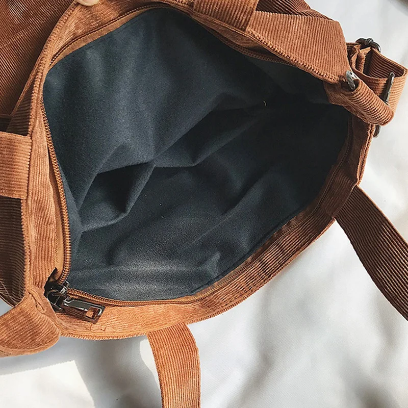 

Women Corduroy Canvas Tote Casual Shoulder Bag Foldable Shopping Bags Beach Bag Cotton Cloth Female Handbag