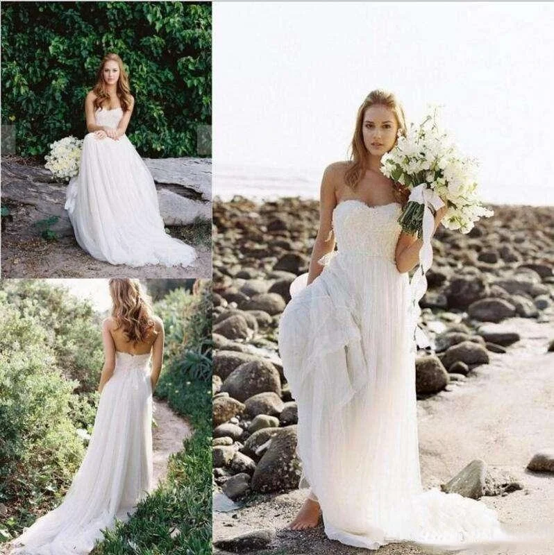 

Винтажные кружевные шифоновые свадебные платья в богемном стиле 2019 милое летнее праздничное пляжное платье невесты со шлейфом