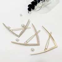 metal v shaped hair clip elegant rhinestone pearl barrette for women girls bangs clip sweet hairpins barrettes hair accessories