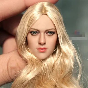 kt004 16 gold hair girl head sculpt european and american female head carving fit 12 action figure model kimi toys free global shipping