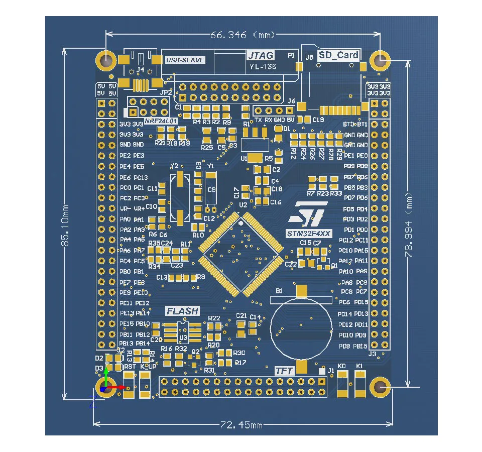 Пустой комплект макетной платы STM32F4 для самостоятельной сварки Arm Cortex M4 MCU STM32F407VET6
