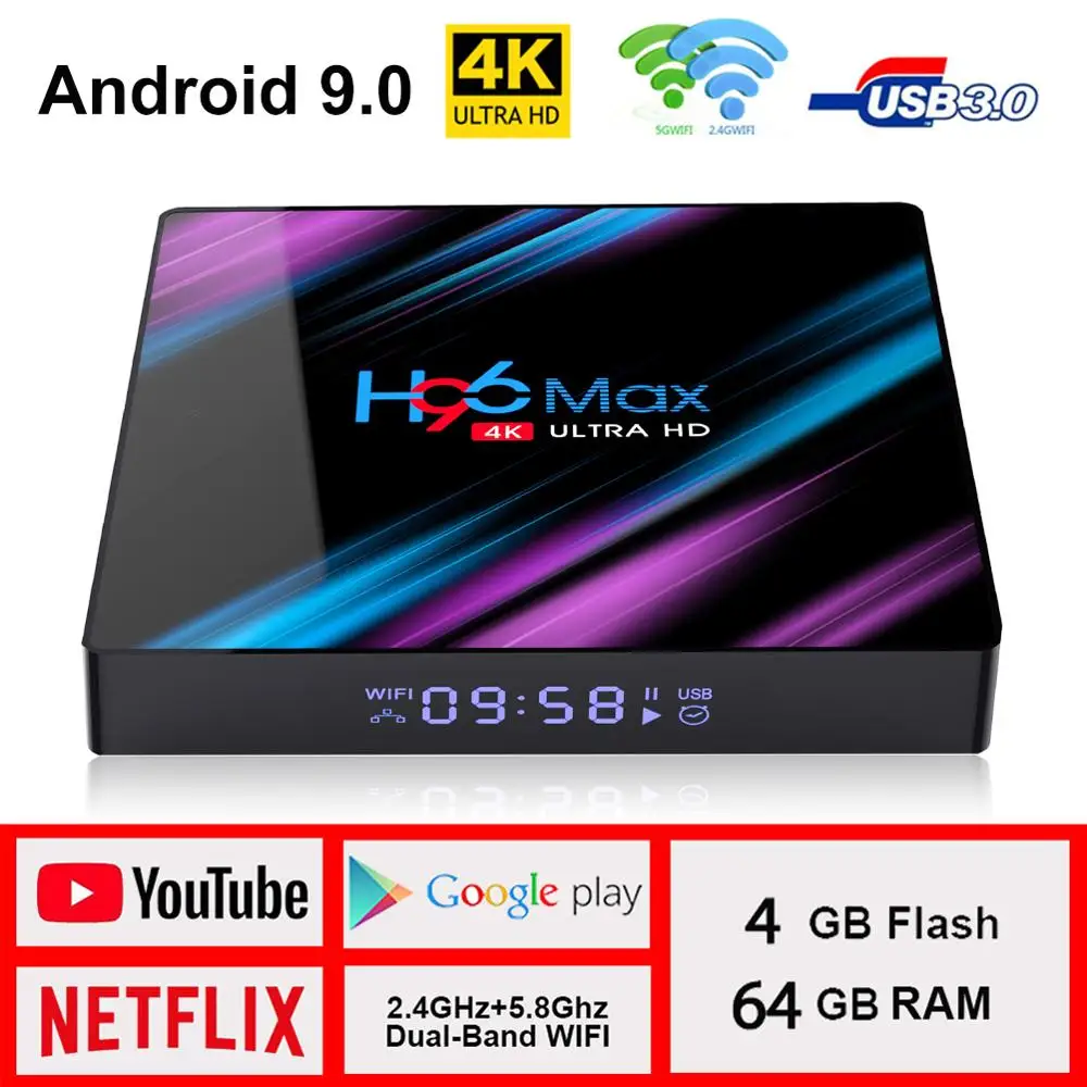 Android 9,0 tv Box H96 MAX Rockchip RK3318 4 Гб ОЗУ 32 Гб 64 Гб ПЗУ 4K Netflix Youtube потоковый медиаплеер LEMADO Smart tv Box