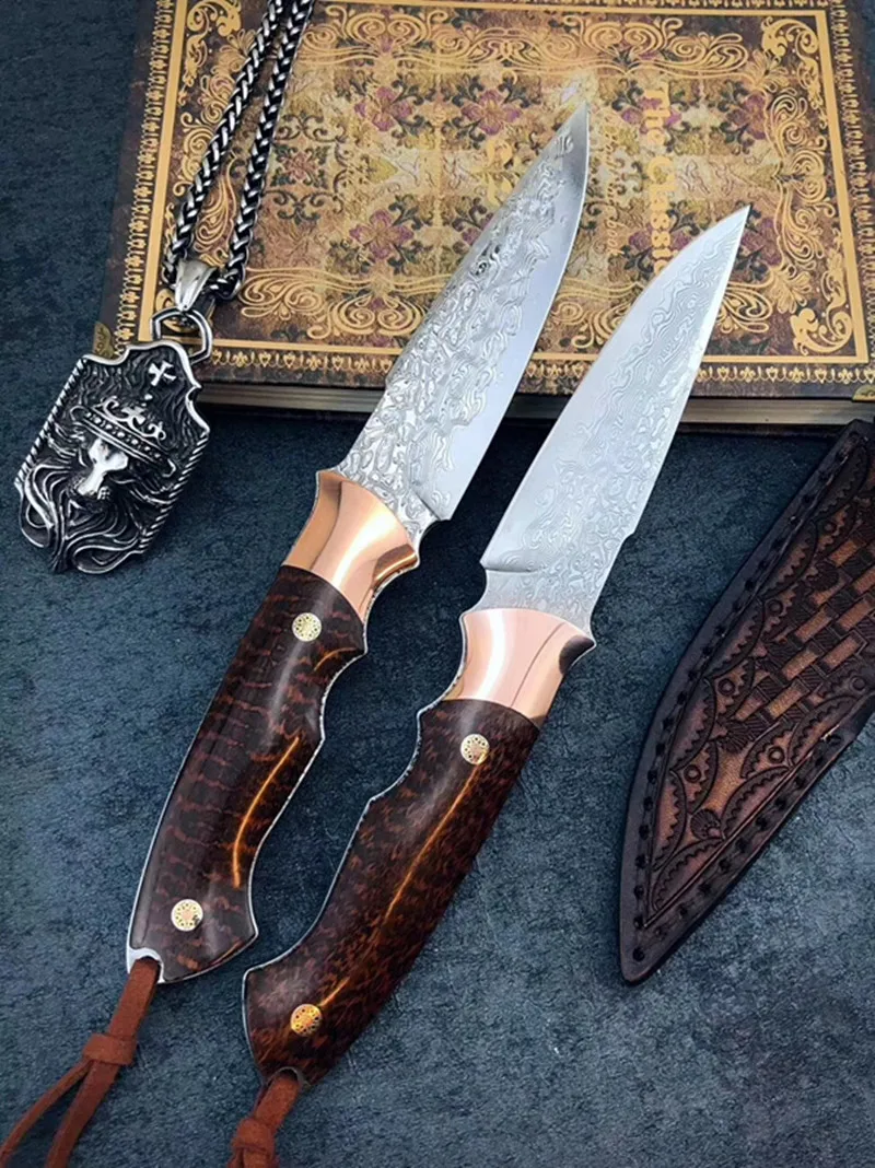 VG10 Дамасская сталь охотничий нож сильный открытый прямой высокая твердость