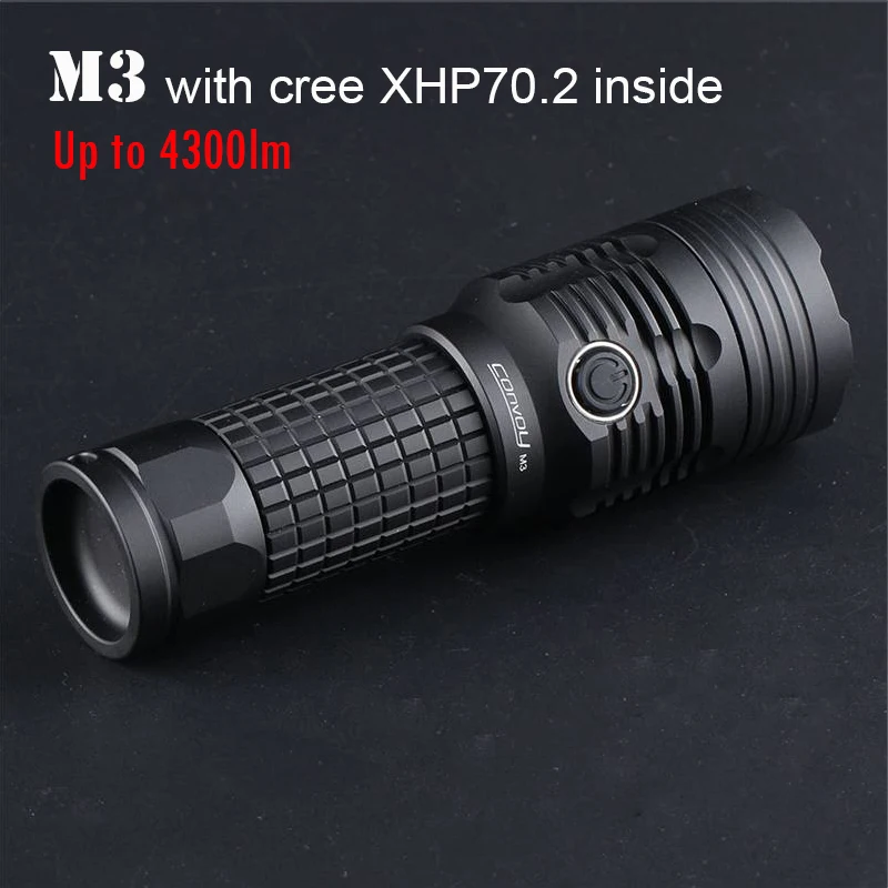 

Convoy M3 with Cree XHP70.2 4300lm Most Powerful Linterna LED Flashlight Temperature Protection 18650 26650 Torch Flash Light