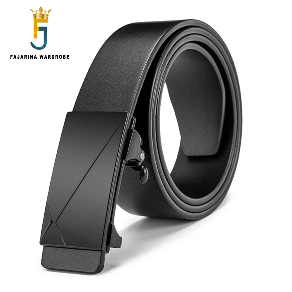 FAJARINA Design Top Quality Cowhide Leather Belt Fashion Slide Alloy Black Buckle Belts Men Jeans & Pants Accessories N17FJ932