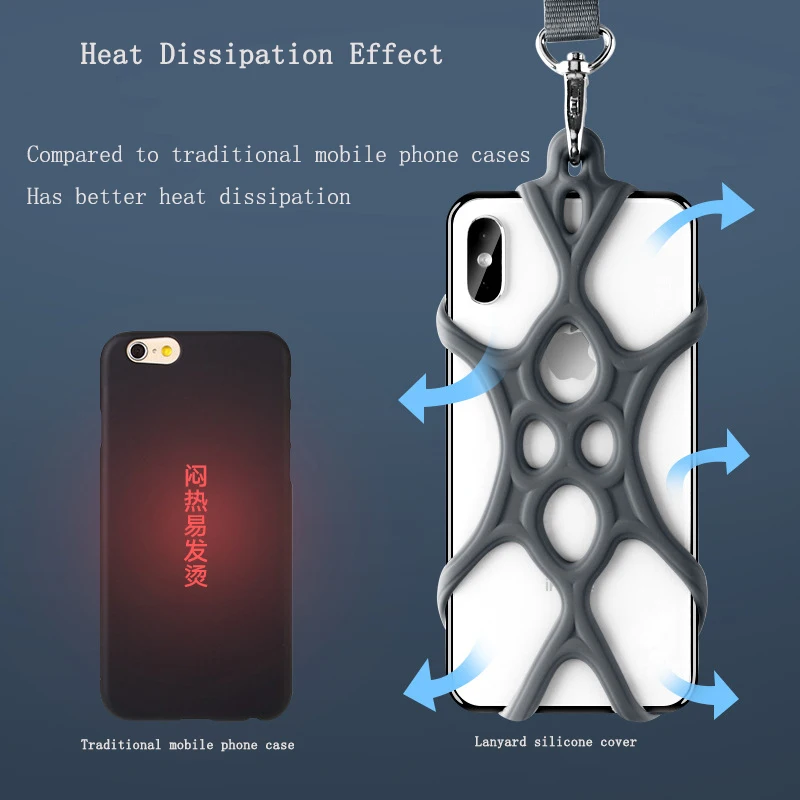 

Mobile Phone Anti-theft And Anti-lost Lanyard Silicone Sleeve Neck Hanging Type Sports Mobile Phone Cooling Lanyard