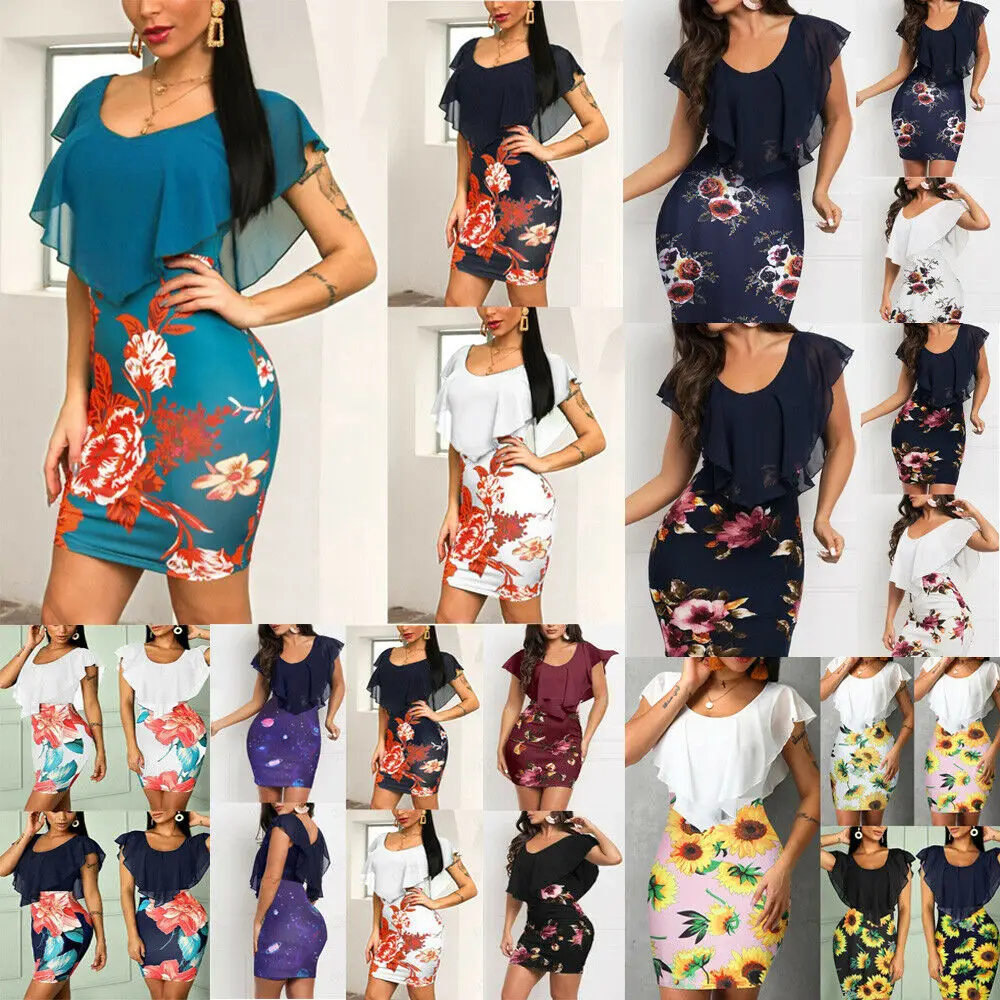 

Модное женское платье-мини без рукавов с цветочным принтом