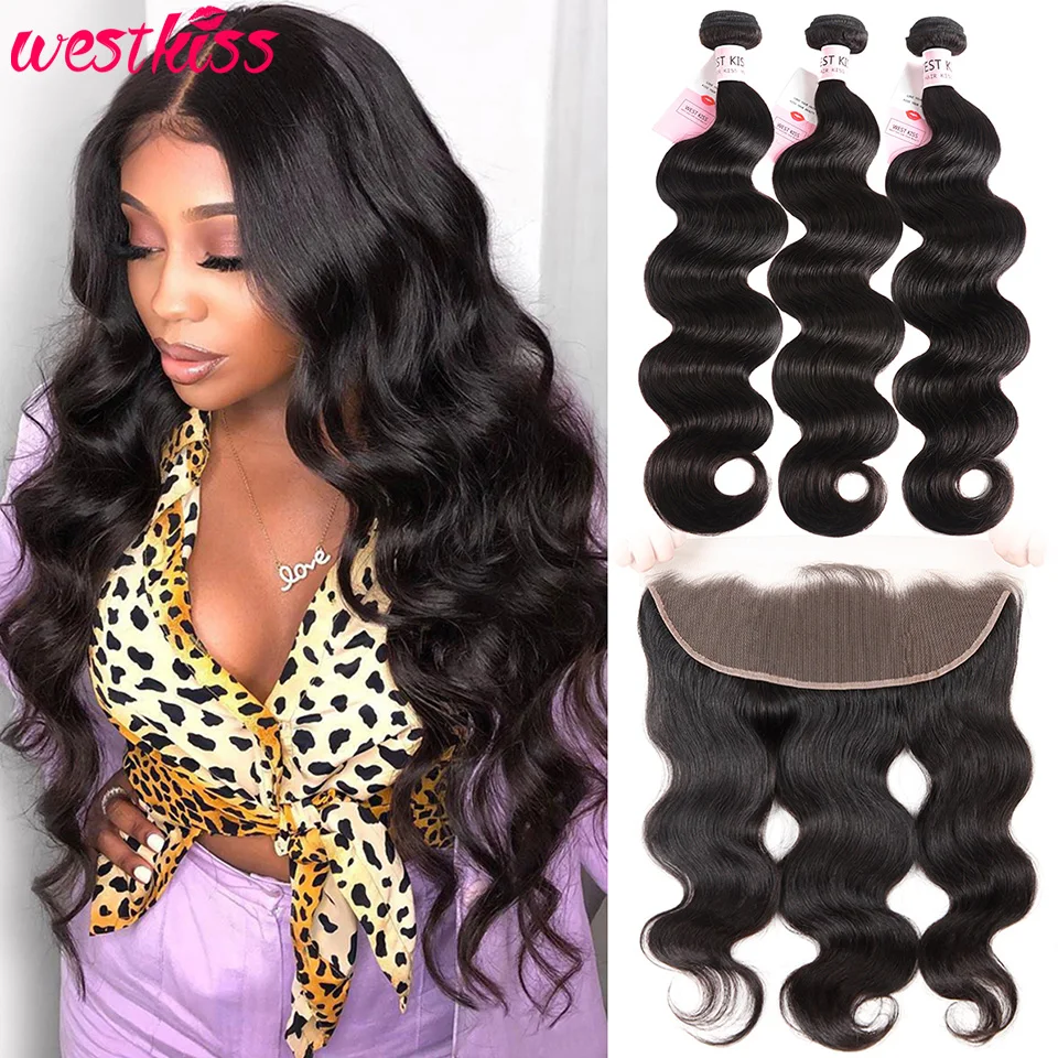 Кружевные фронтальные пучки с пучками человеческих волос 3 пучка фронтальной