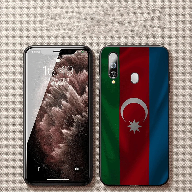 

2020 New Luxury Soft Black Phone Case for Samsung Galaxy A01 A21 A41 A11 A01EU A01US Cover Azerbaijan buta flag