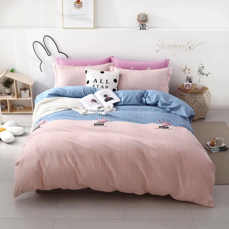 

Luxury Four Seasons Pure Cotton Cartoon Flower Feather Printing Single Sheet Single Duvet Cover