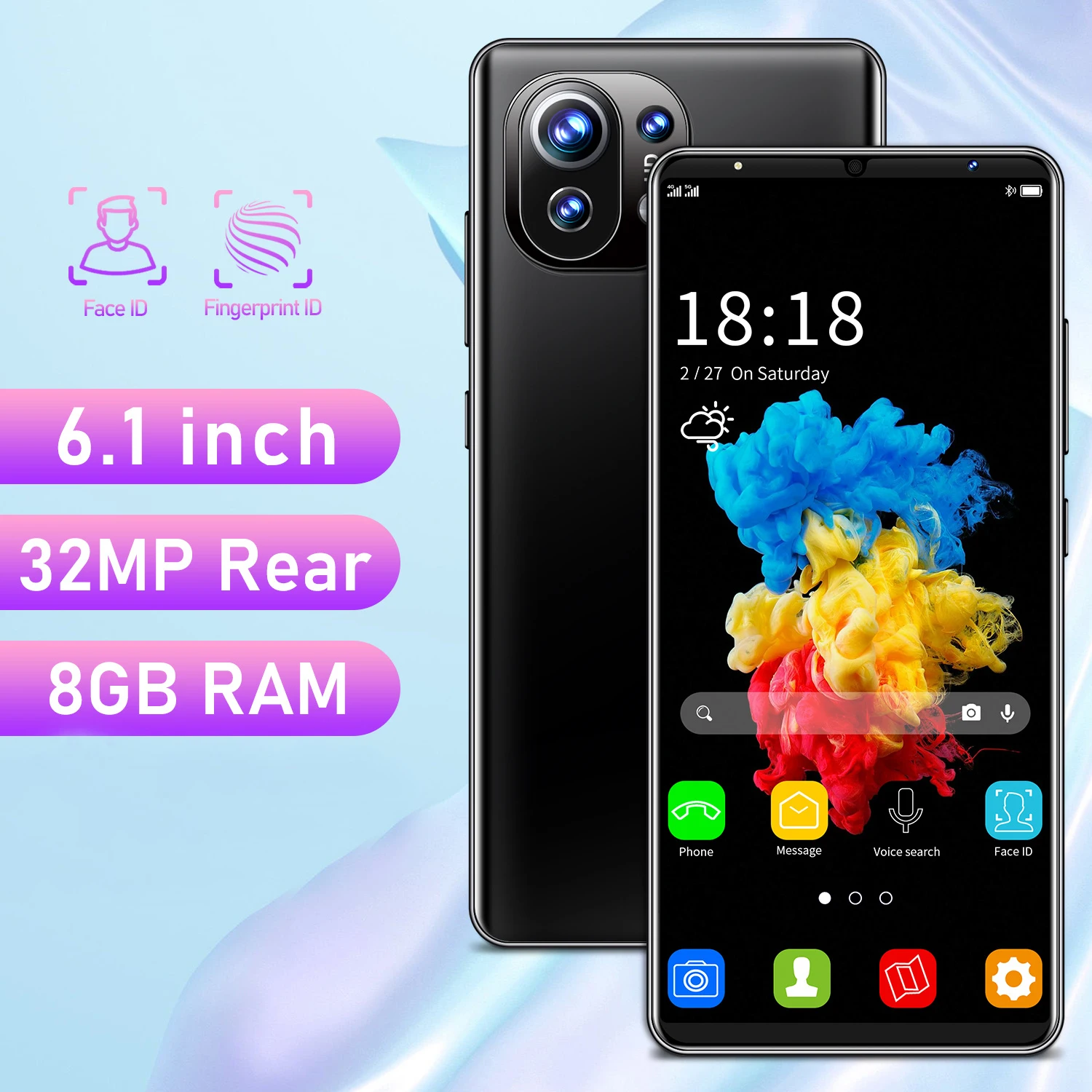 

Global M11 6+128GB 6.1 Inch Andriod 10 Fingerprint Face ID 4800mAh Cheap Smart Phone White Black 24+32MP Mobile Cell Phone