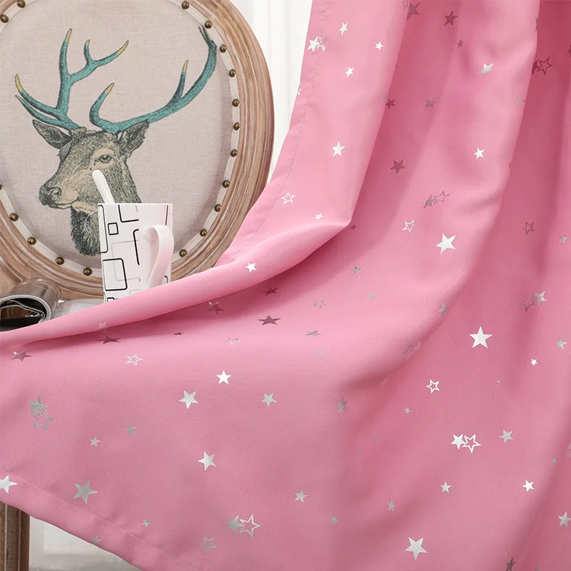 

Rural Style Curtains for Living Dining Room Bedroom Stars Hot Silver Craft Blackout Curtain Fabrics Fabric Curtains Direct