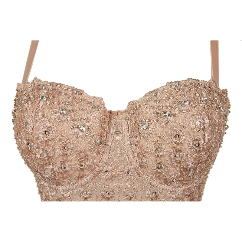 Модные кружевные топы для женщин сексуальный корсет стразы укороченный топ