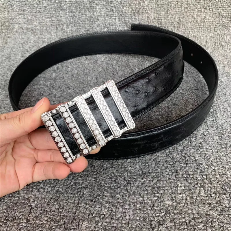 Подлинная настоящая страусиная кожа Необычные горный хрусталь серебряная