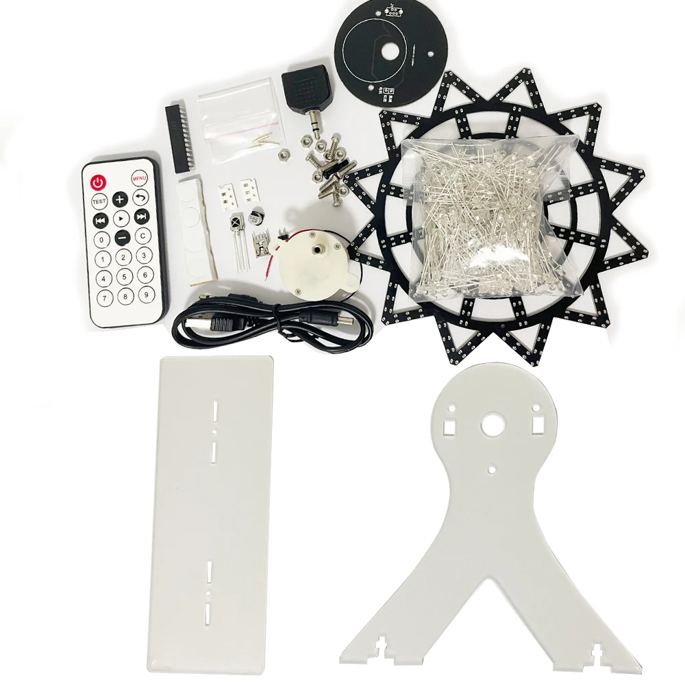 DIY electronice kit LED rotating ferris wheel circuit learning soldering 16kinds flashing mode remote control 5V input |