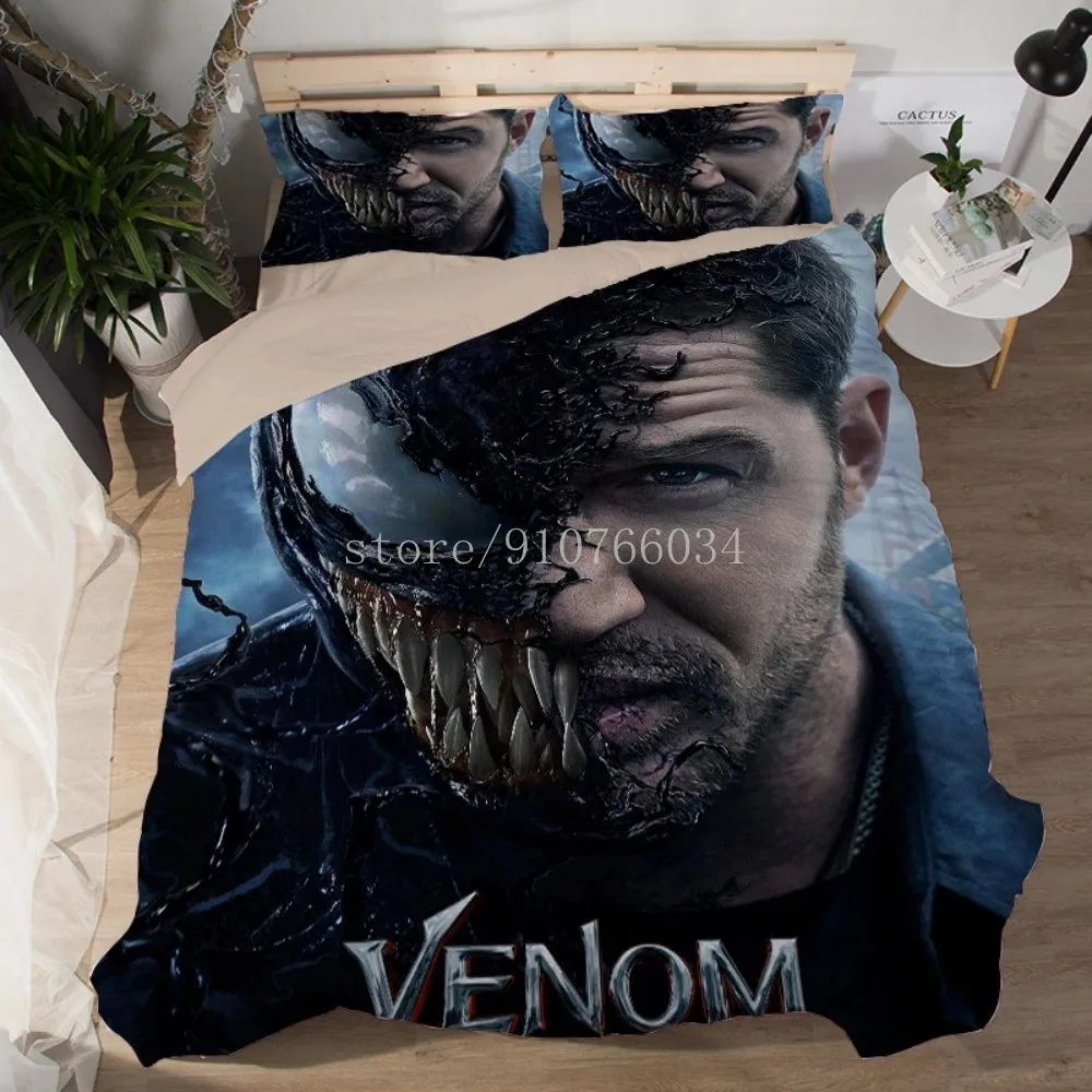

Venom Thick Bedding Set Bed Linen Bedsheet 3D Character Pillowcases Twin Full Queen King AU US Size Boys Adult Duvet Cover Sets