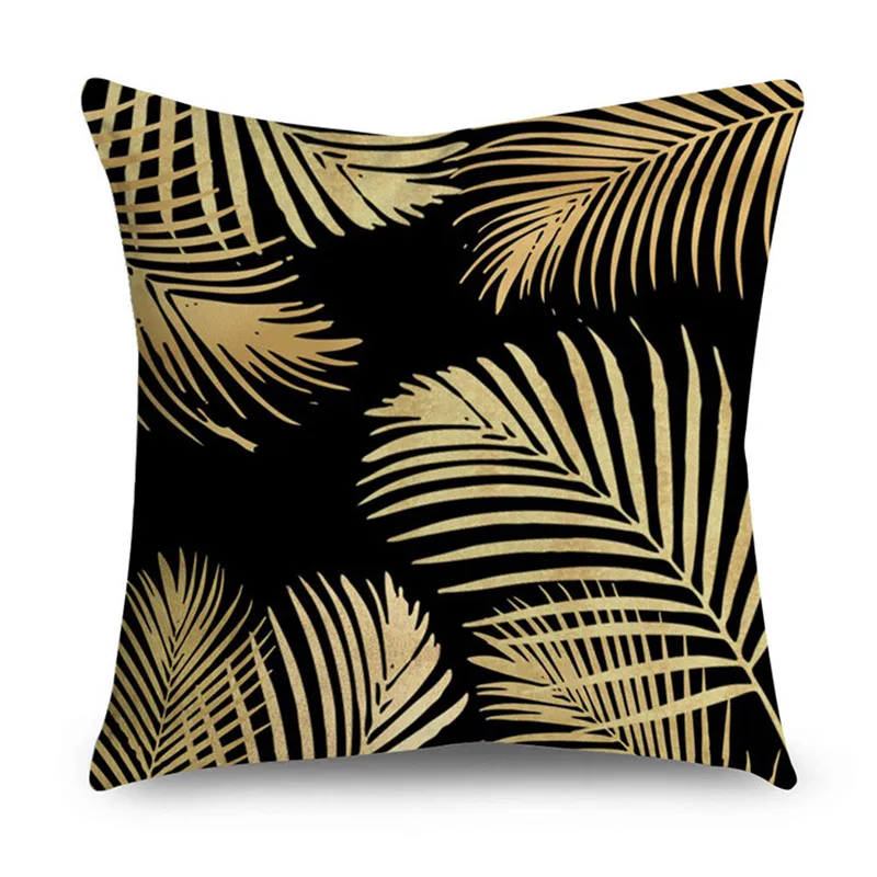 Cushion Cover Black Gold Polyester Pillow Car Decor Bedroom Color Series Fashion Element Case | Дом и сад