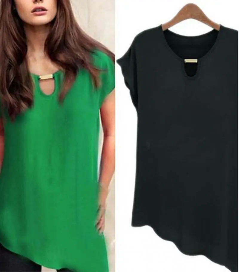 Женская шифоновая блузка с коротким рукавом свободного покроя | одежда