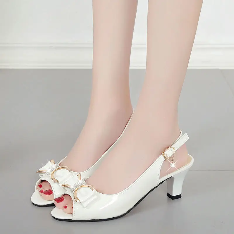 Туфли женские на высоком каблуке удобные без застежки повседневная Летняя обувь