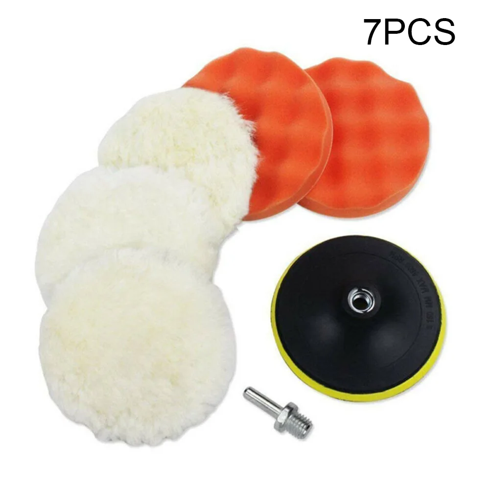 

7pcs 6in Polishing Waxing Buffing Mats Sponge Kit For Car Polisher Drill Adapter