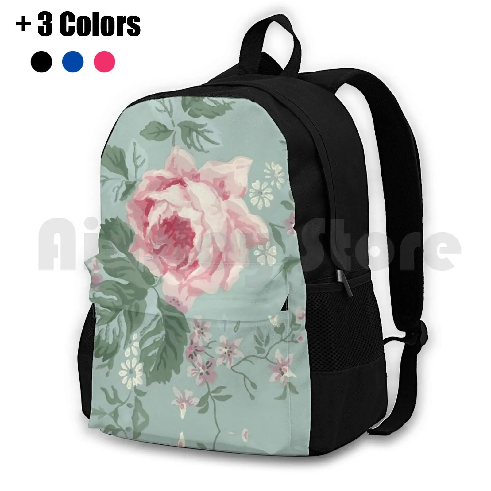 

French Chic Vintage Roses Outdoor Hiking Backpack Riding Climbing Sports Bag Roses Vintage French Chic Floral Retro Girly Rose