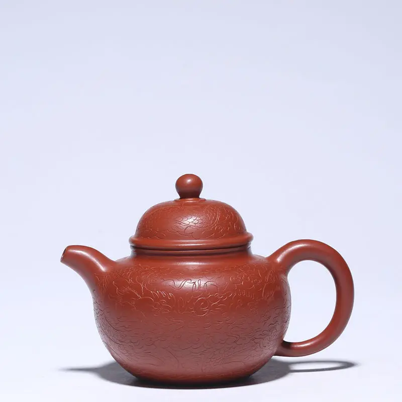 

Yixing Dahongpao teapot famous hand carved dragon pattern ball set purple clay pot boutique packaging