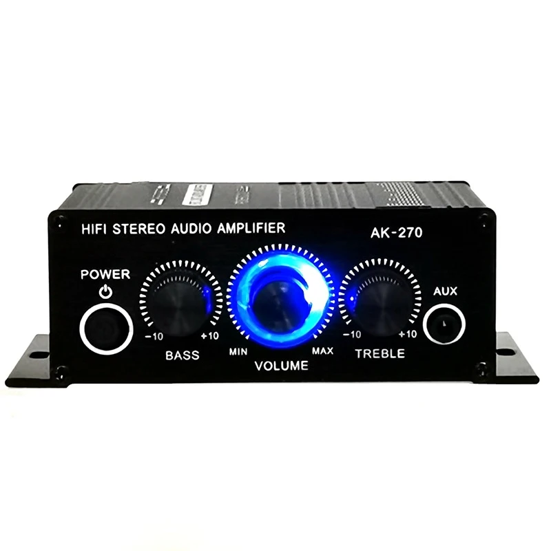 

AK-270 12V Mini Audio Amplifier HIFI Digital Stereo Amplificador 400W Power Amplifier Home 2CH Audio Digital USB Car MIC Amp MP3