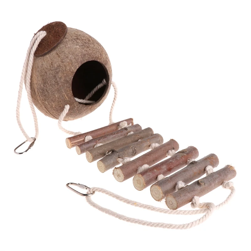 Домик клетка игрушечный в виде птичьего попугая натуральный кокосовый домик с