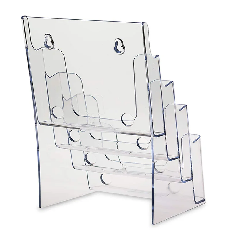 Прозрачный 4-уровневый держатель для брошюр книг флаеров пластиковая витрина
