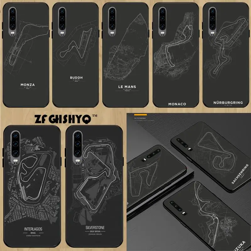 

Formula 1 Racing Circuit Phone Case For Huawei P20 30 40 Pro Mate30 40 Pro Nova 7pro 7se Honor10 V9 10