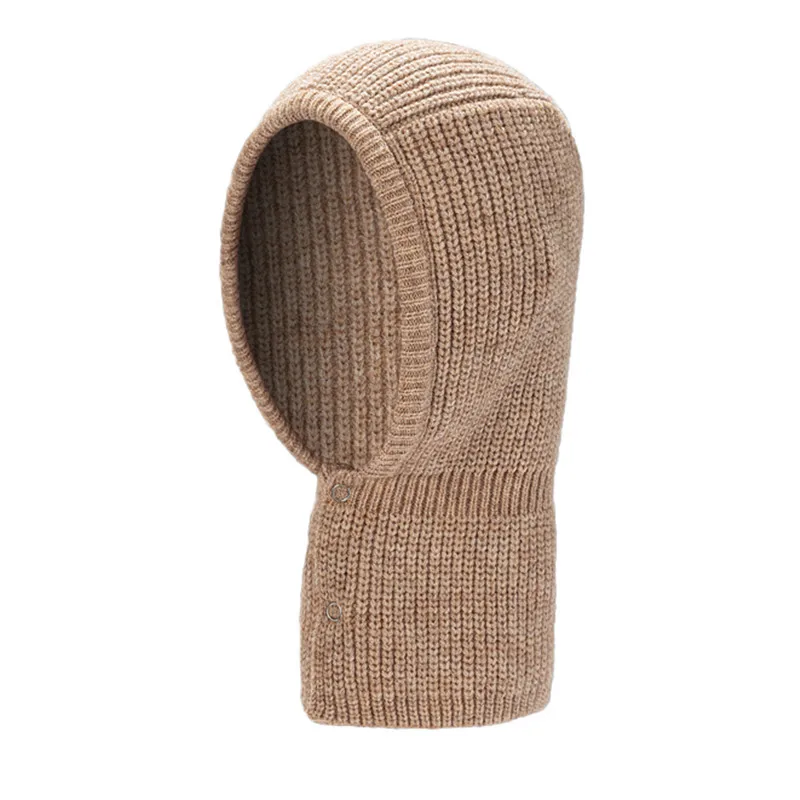 

New Fall/winter Button-down Woolen Hat Knitted Warm Neck Caps for Men and Women Muffler Bonnet