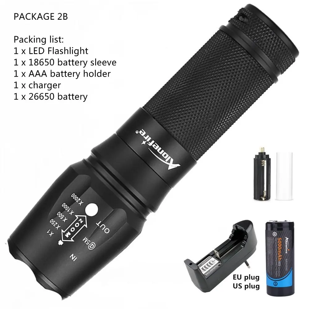 X800 flashlight AloneFire прожектор фонарик Cree X800 XM-L T6 L2 U3 светодиодный фонарь для велосипеда, дорожный фонарь, велосипедный фонарь AAA 18650 26650, литий-ионный аккумулятор - Испускаемый цвет: X800 flashlight
