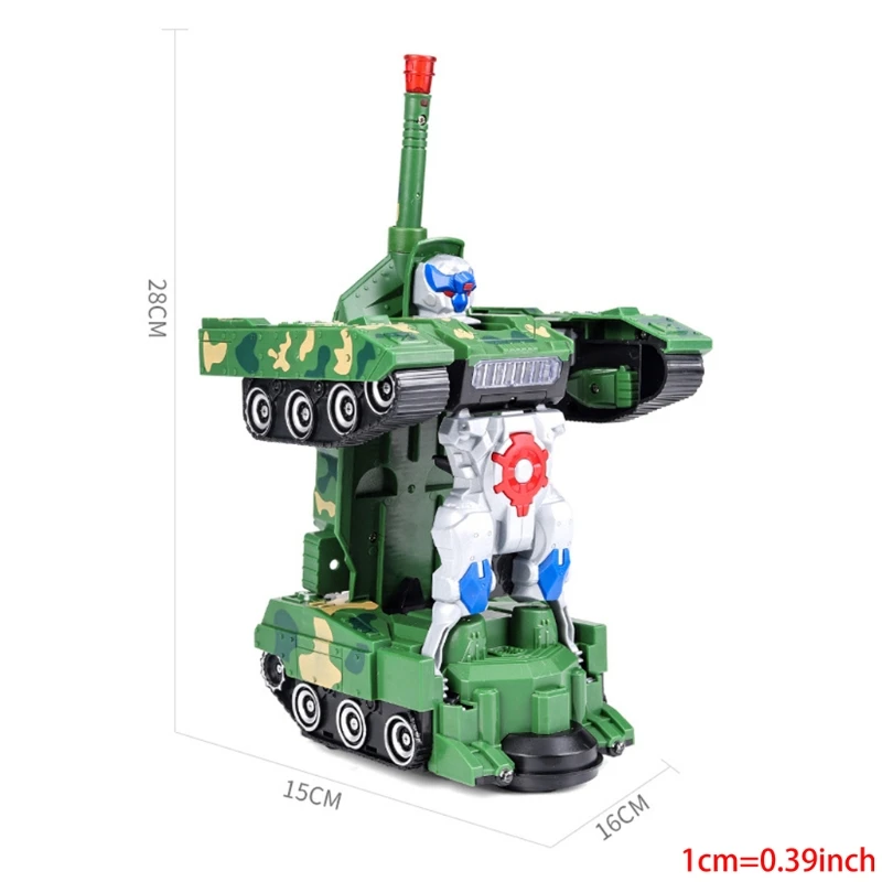 

A2UB Electric Deformation Robots Combat Tank Flashing Led Light Music Car Kids Gift Toy Vehicles Electric Universal Wheel