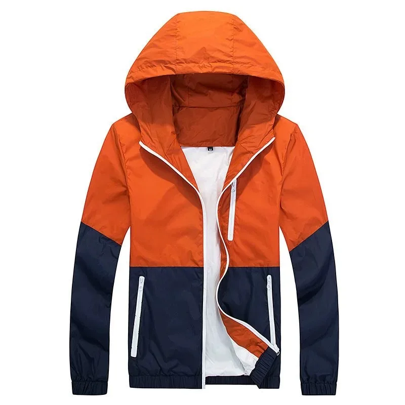 

2020 Men Autumn Thin Hooded Jacket Youth Casual Anti-Check Mixed Colors Jacket