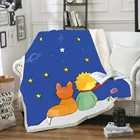 Мягкое шерстяное Флисовое одеяло с рисунком героев из мультфильма История, одеяло для маленьких принцев, лисичек, звезд, неба, офисные вечерние одеяла до колена, детское удобное голубое покрывало
