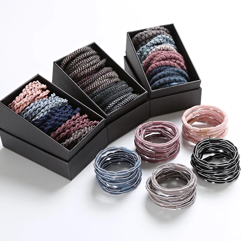 1Set Box Packed High Quality Colorful Elastic Rubber Bands Women Elegant Basic Elastic Hair Bands Ponytail Hair Accessories