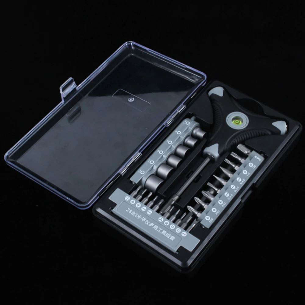

28 in 1 S2 Alloy Steel Magnetic Combination Screwdriver Drill Bit Set with Level Screwdriver Tip Holder Hand Tool